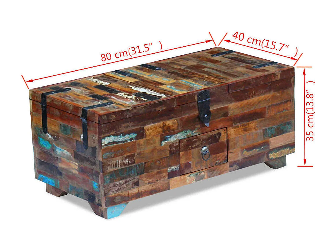 Coffre table basse Bois de récupération massif 80 x 40 x 35 cm