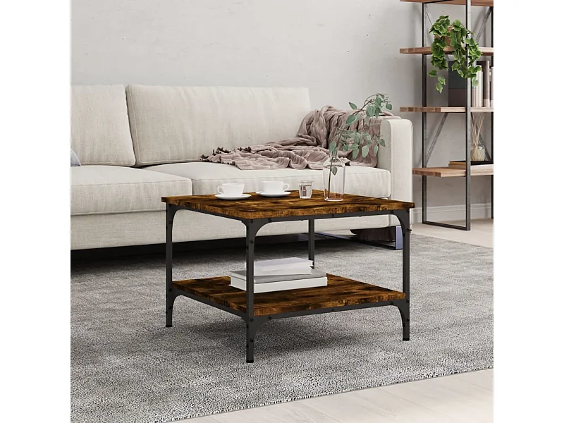 Mesa de centro madera de ingeniería roble ahumado 55x55x40 cm