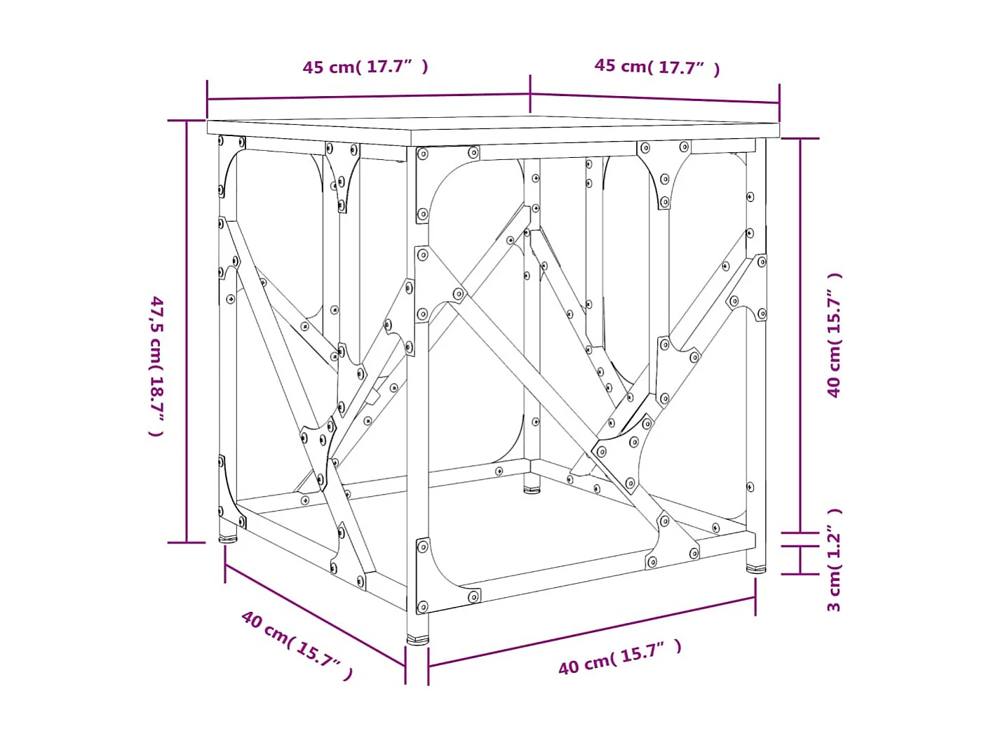 Mesa de centro madera de ingeniería roble Sonoma 45x45x47,5 cm