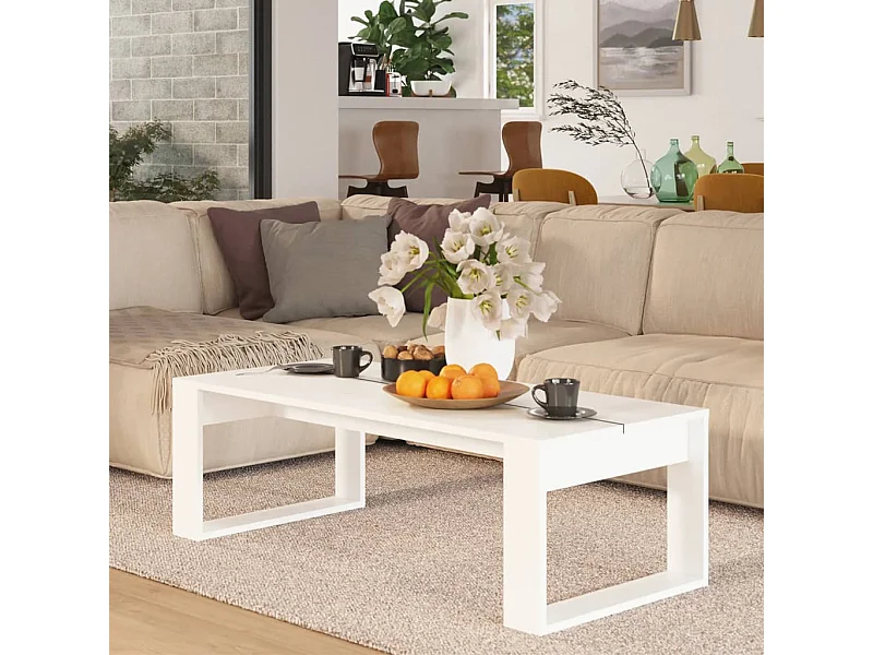 Salontafel 110x50x35 cm bewerkt hout wit