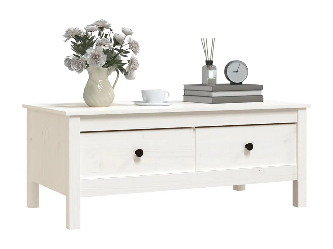 Table basse Blanc 100x50x40 cm Bois massif de pin