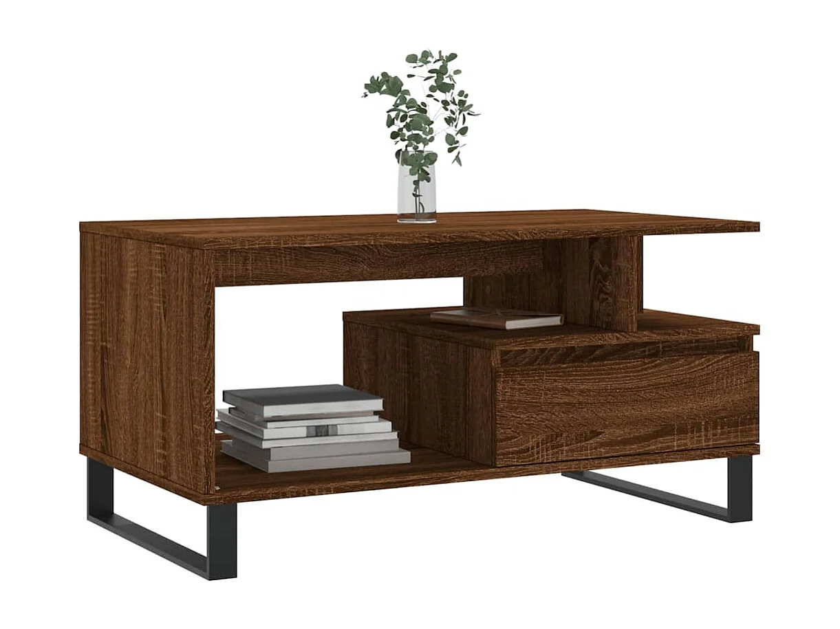 Table basse Chêne marron 90x49x45 cm Bois d'ingénierie