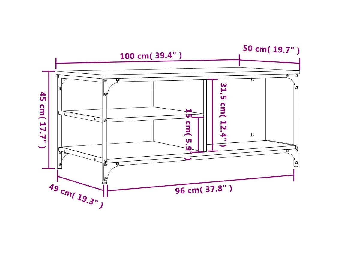 Table basse Noir 100x50x45 cm Bois d'ingénierie