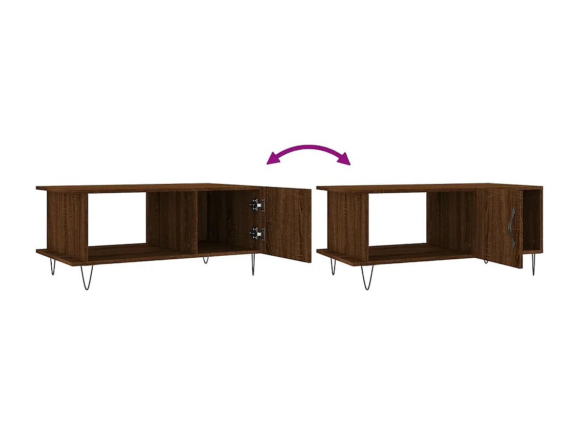 Mesa de centro madera contrachapada roble marrón 90x50x40 cm