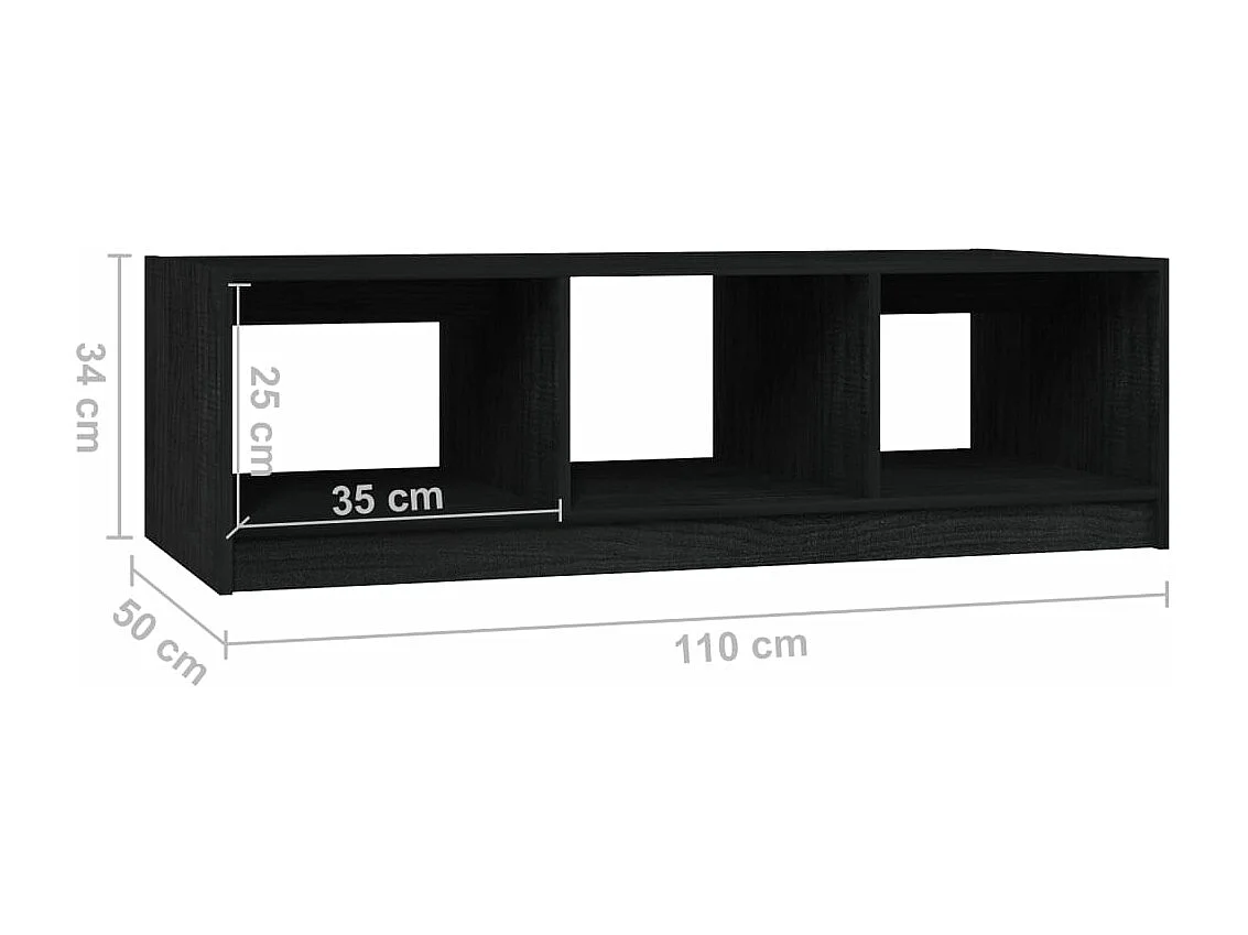 Mesa de centro 110x50x34 cm madeira de pinho maciça preto