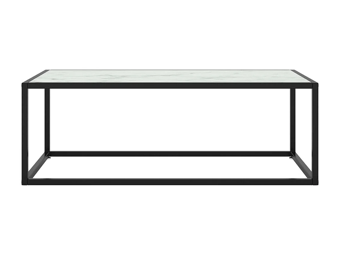 Salontafel met wit marmerglas 100x50x35 cm zwart
