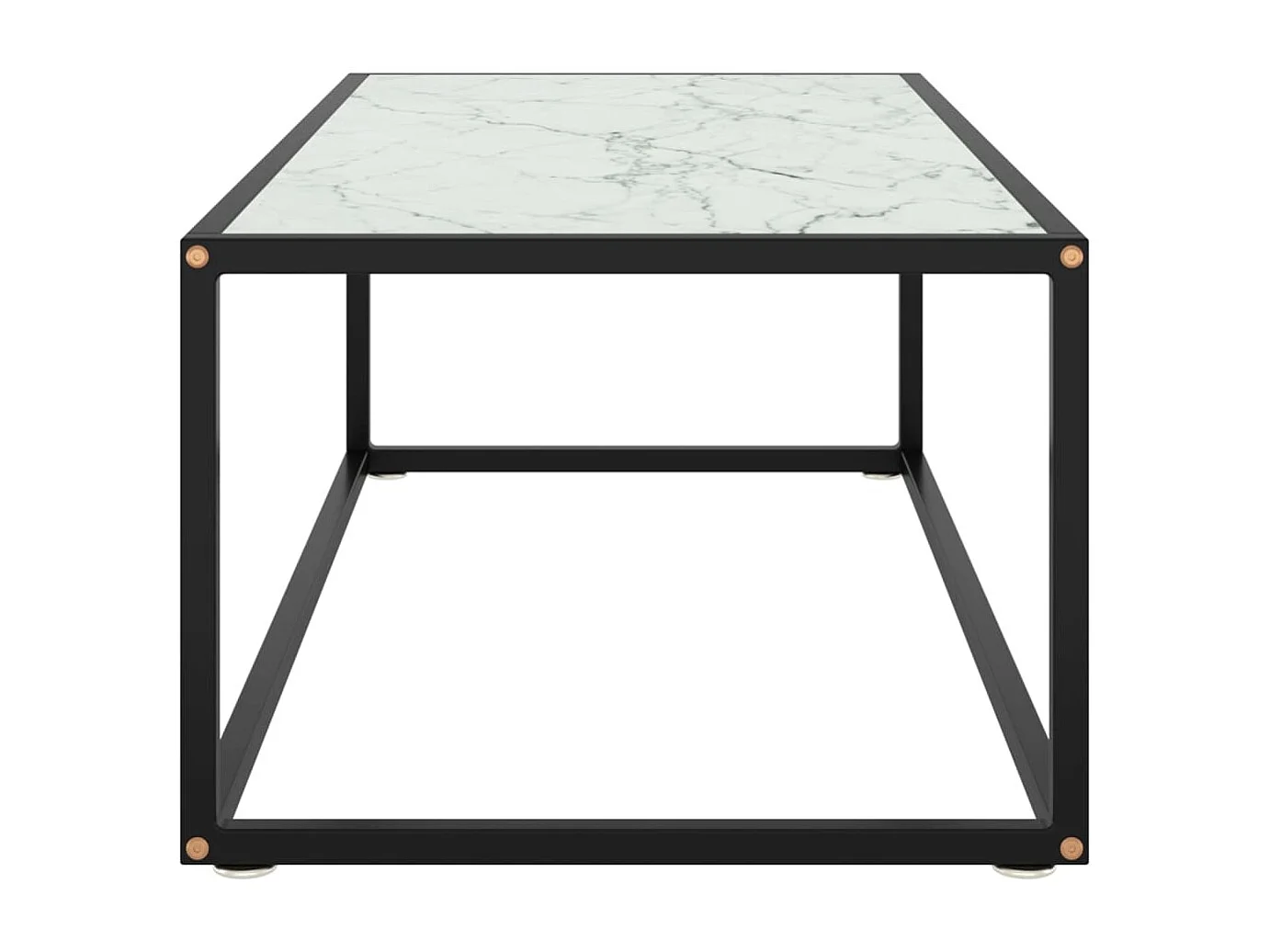 Salontafel met wit marmerglas 100x50x35 cm zwart