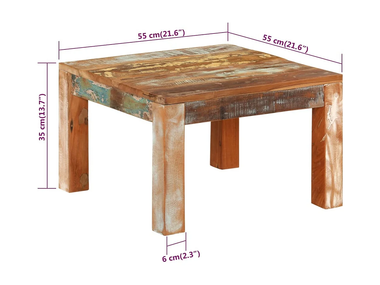 Table basse 55x55x35 cm Bois de récupération massif