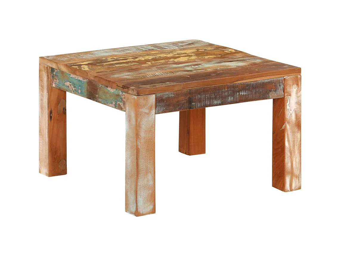 Mesa de centro de madera maciza reciclada 55x55x35 cm