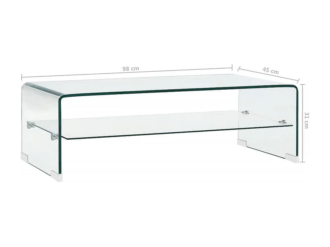 Salontafel 98x45x31 cm gehard glas transparant