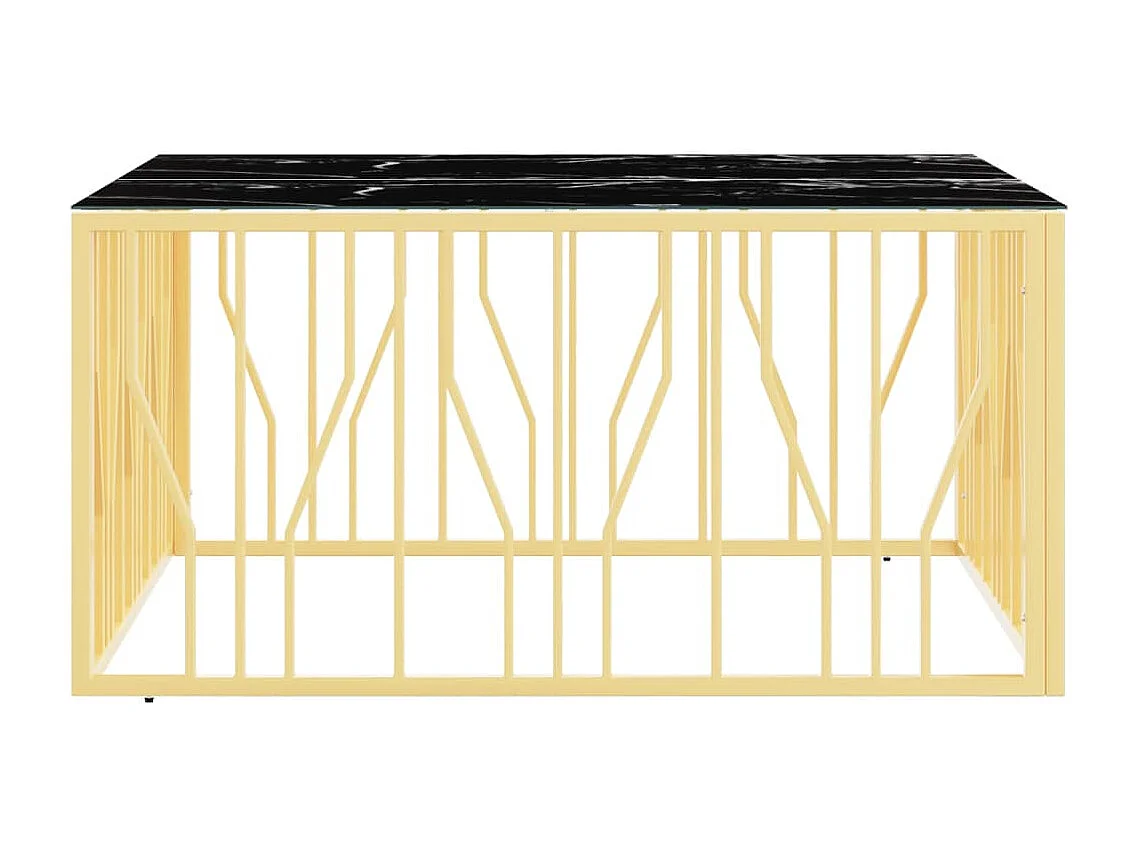 Mesa de centro acero inoxidable y vidrio dorado 100x100x50 cm