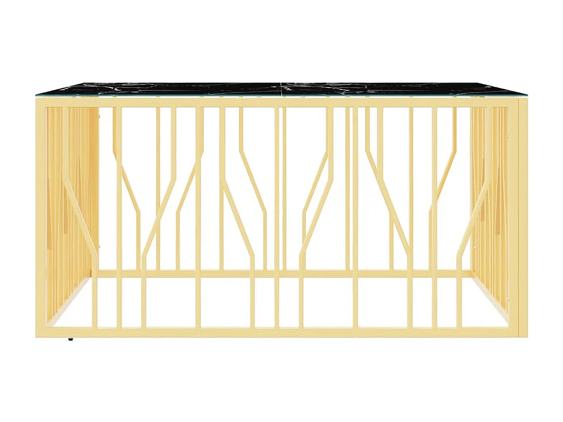 Mesa de centro acero inoxidable y vidrio dorado 100x100x50 cm