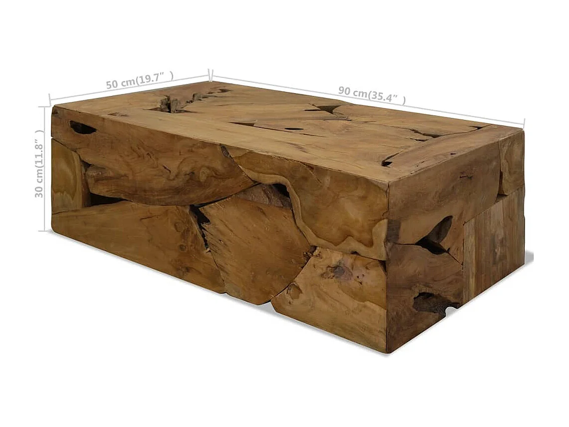 Table basse 90x50x30 cm Teck véritable Marron