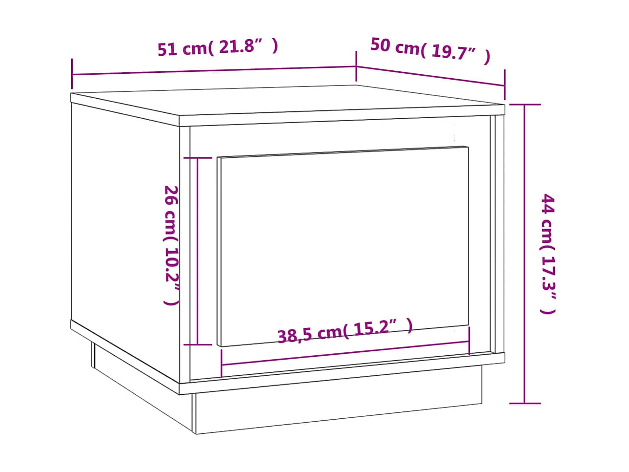 Table basse blanc brillant 51x50x44 cm bois d'ingénierie