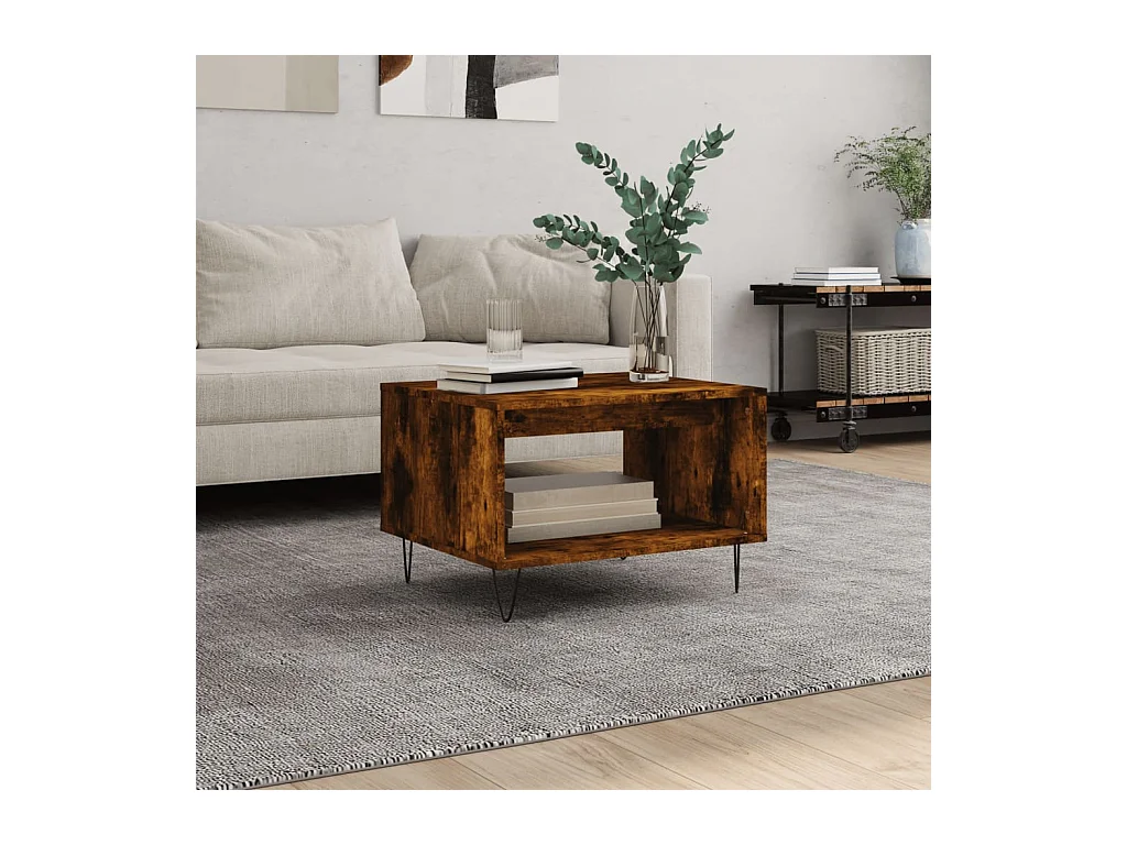Table basse chêne fumé 60x50x40 cm bois d'ingénierie