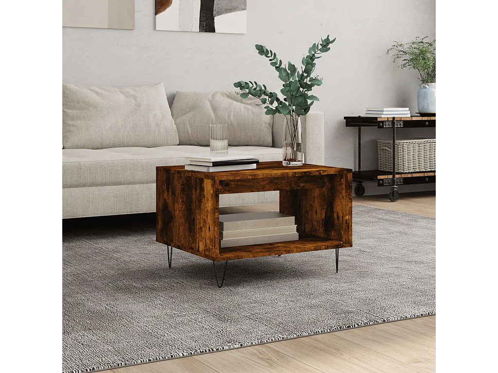 Table basse chêne fumé 60x50x40 cm bois d'ingénierie