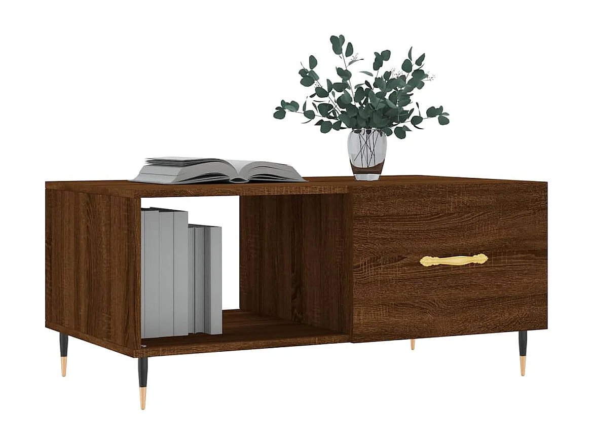 Table basse chêne marron 90x50x40 cm bois d'ingénierie