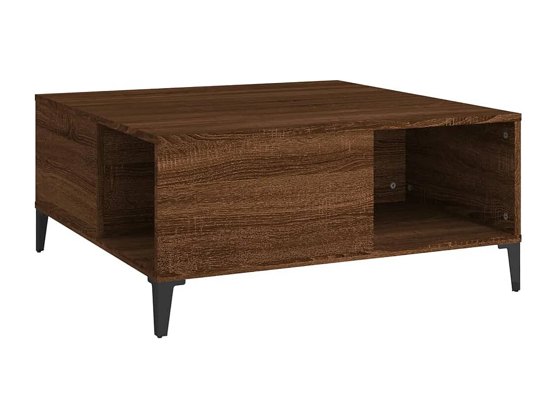 Mesa de centro madera contrachapada roble marrón 80x80x36,5 cm