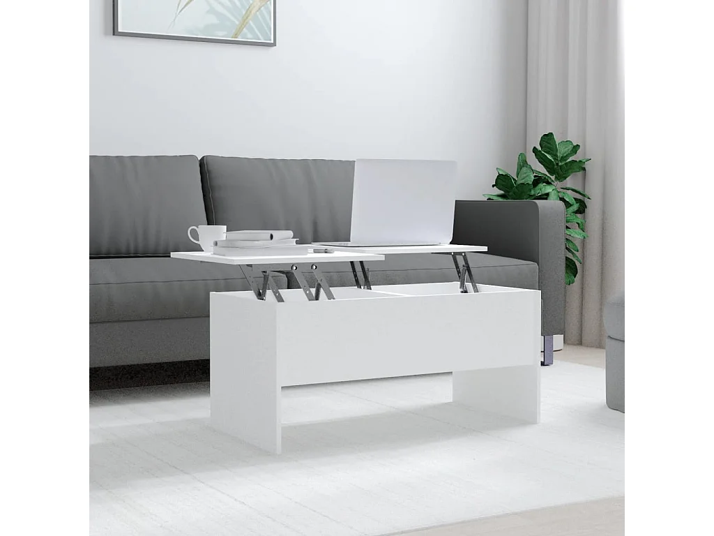 Table basse Blanc 102x50,5x46,5 cm Bois d'ingénierie