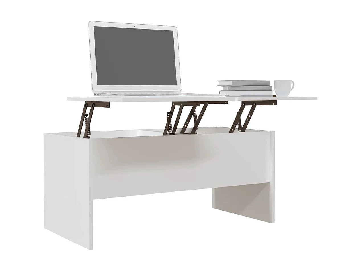 Table basse Blanc 102x50,5x46,5 cm Bois d'ingénierie