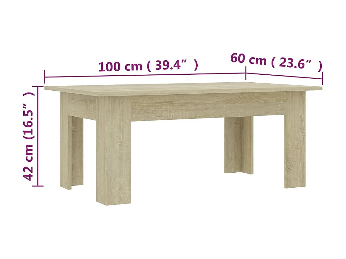 Table basse Chêne sonoma 100x60x42 cm Aggloméré