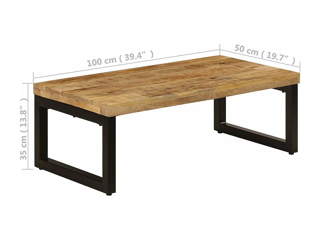 Table basse 100x50x35 cm Bois de manguier solide et acier