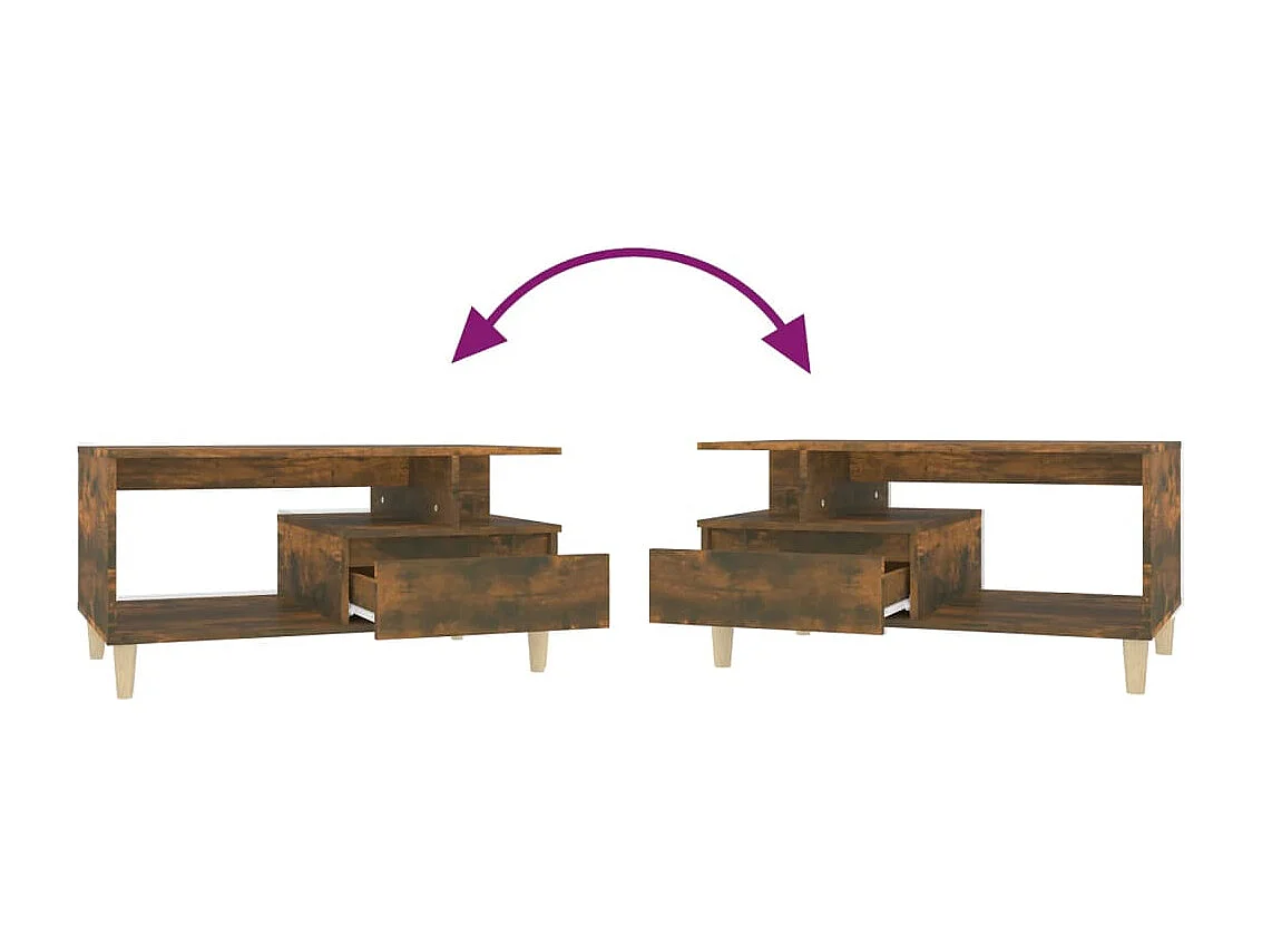 Table basse Chêne fumé 90x49x45 cm Bois d'ingénierie