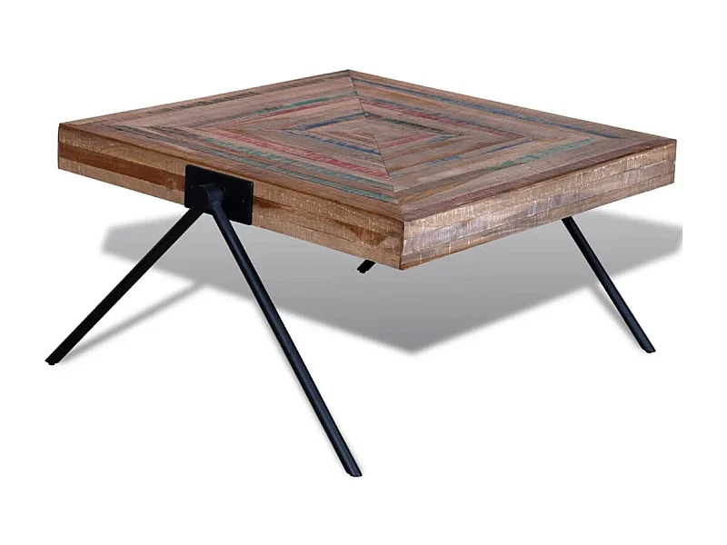 Table basse avec pieds en V Bois de teck recyclé