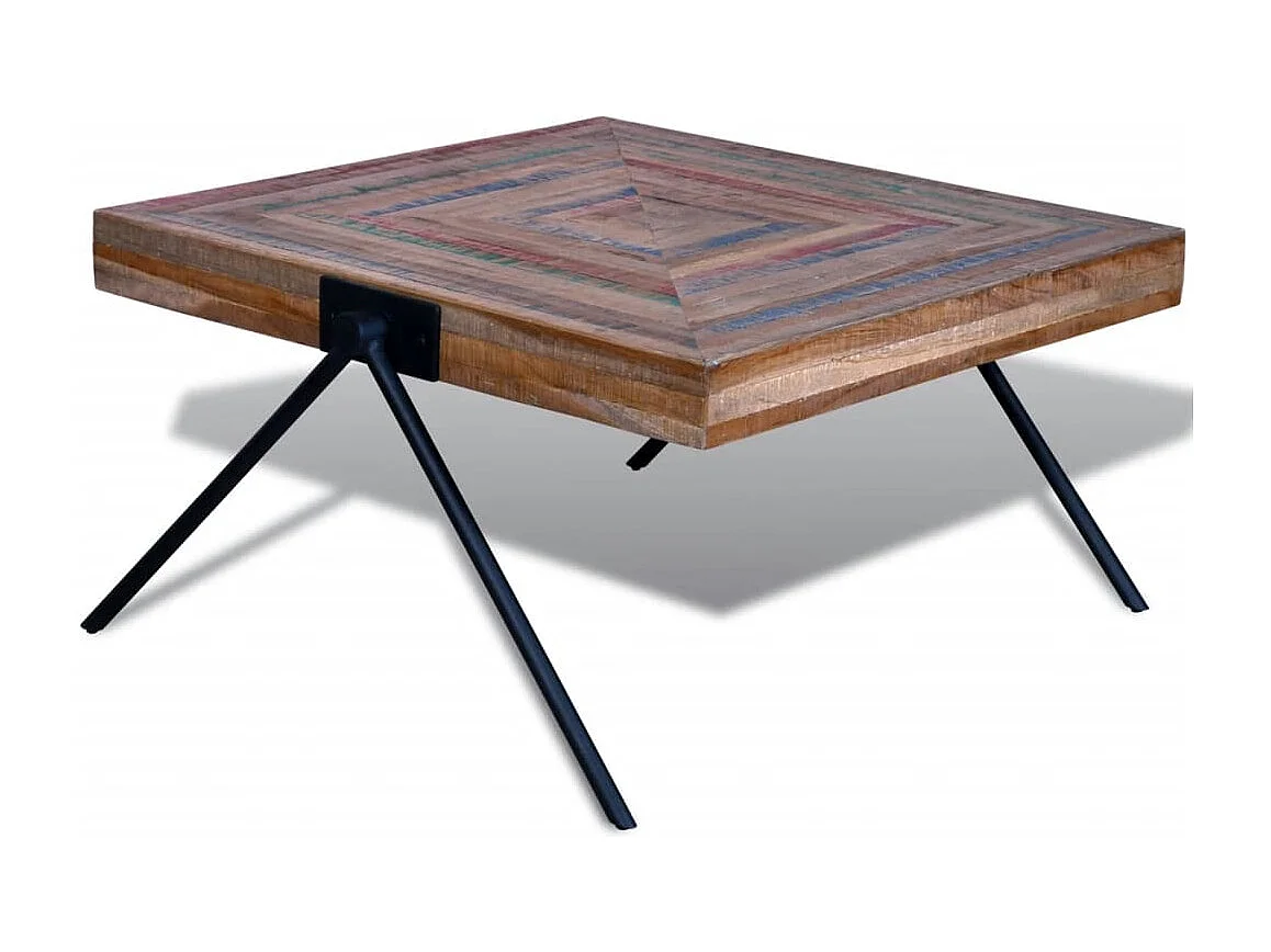 Table basse avec pieds en V Bois de teck recyclé