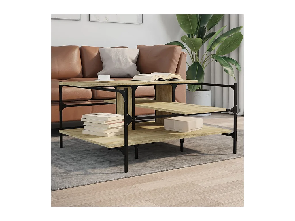 Table basse chêne sonoma 100x100x48,5 cm bois d'ingénierie