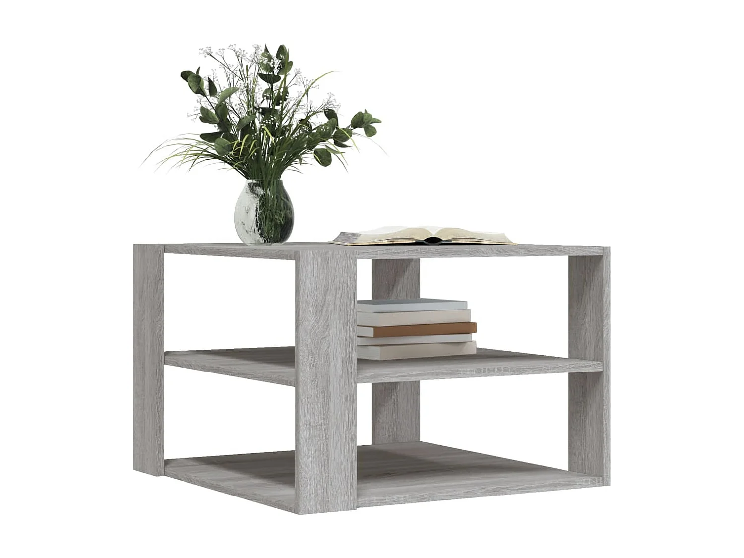 Salontafel 59,5x59,5x40 cm bewerkt hout grijs sonoma