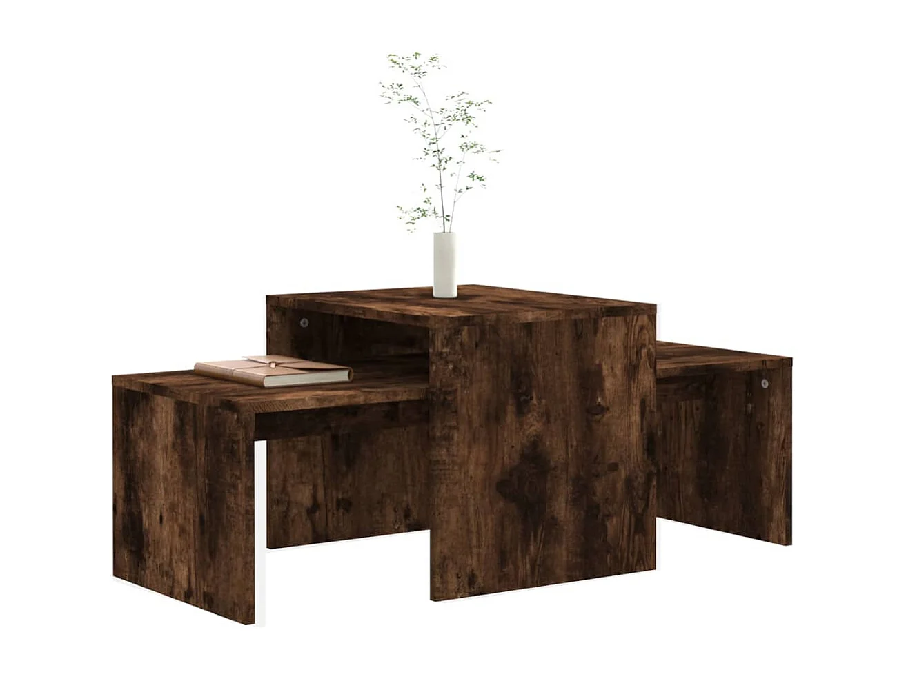 Ensemble table basse Chêne fumé 100x48x40 cm Bois d'ingénierie