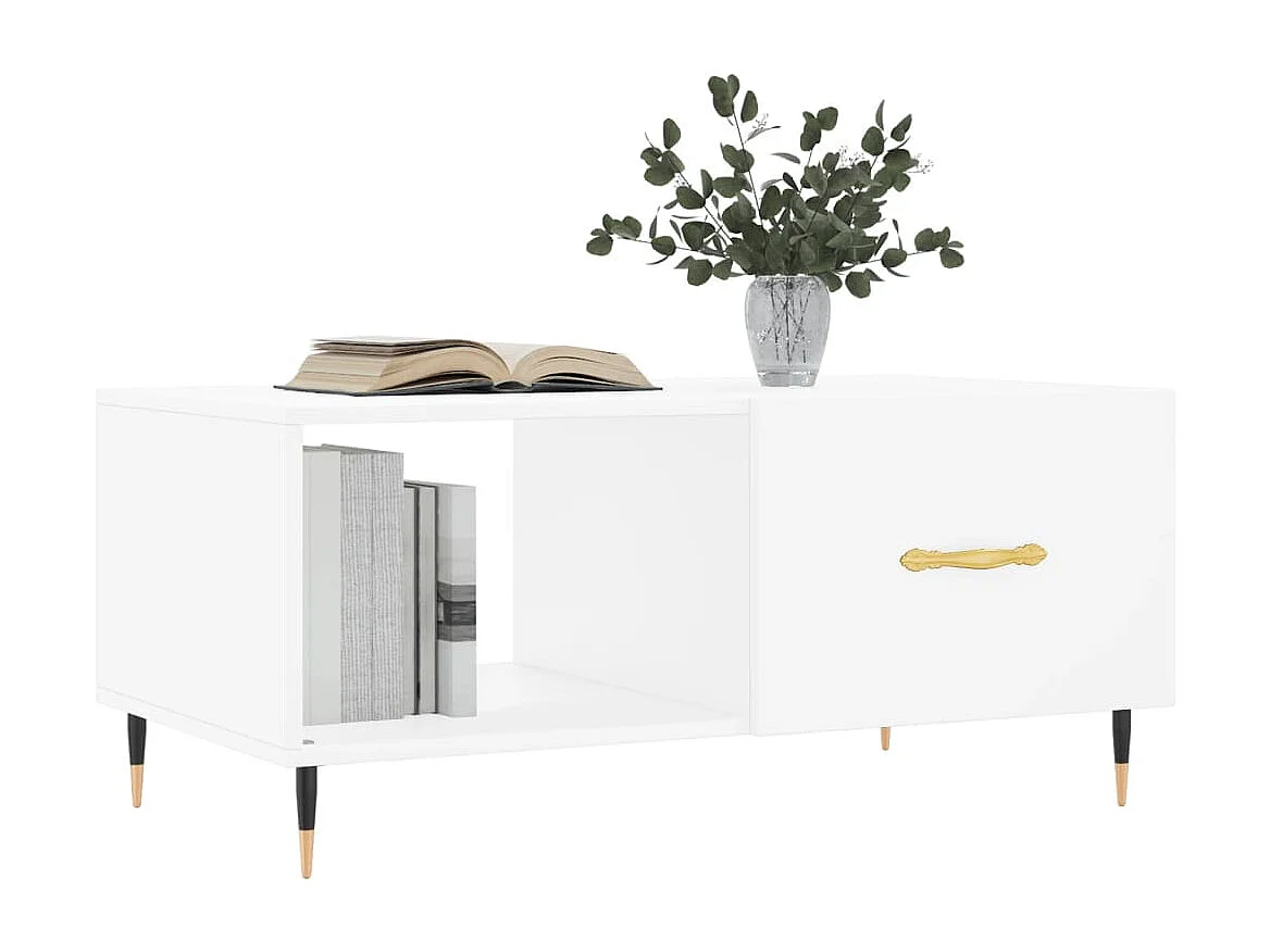 Table basse blanc 90x50x40 cm bois d'ingénierie