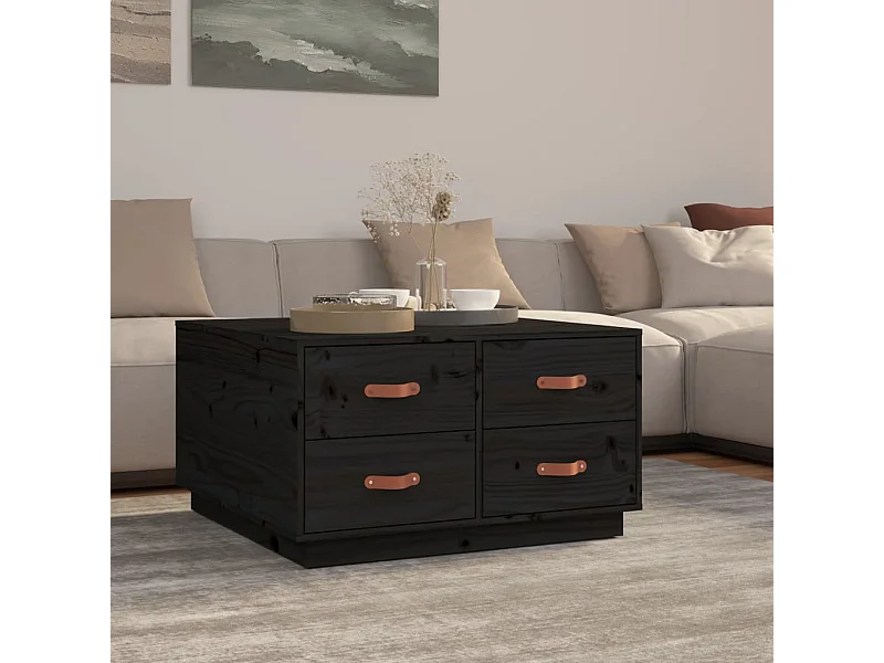 Mesa de centro de madera maciza de pino negro 80x80x45 cm