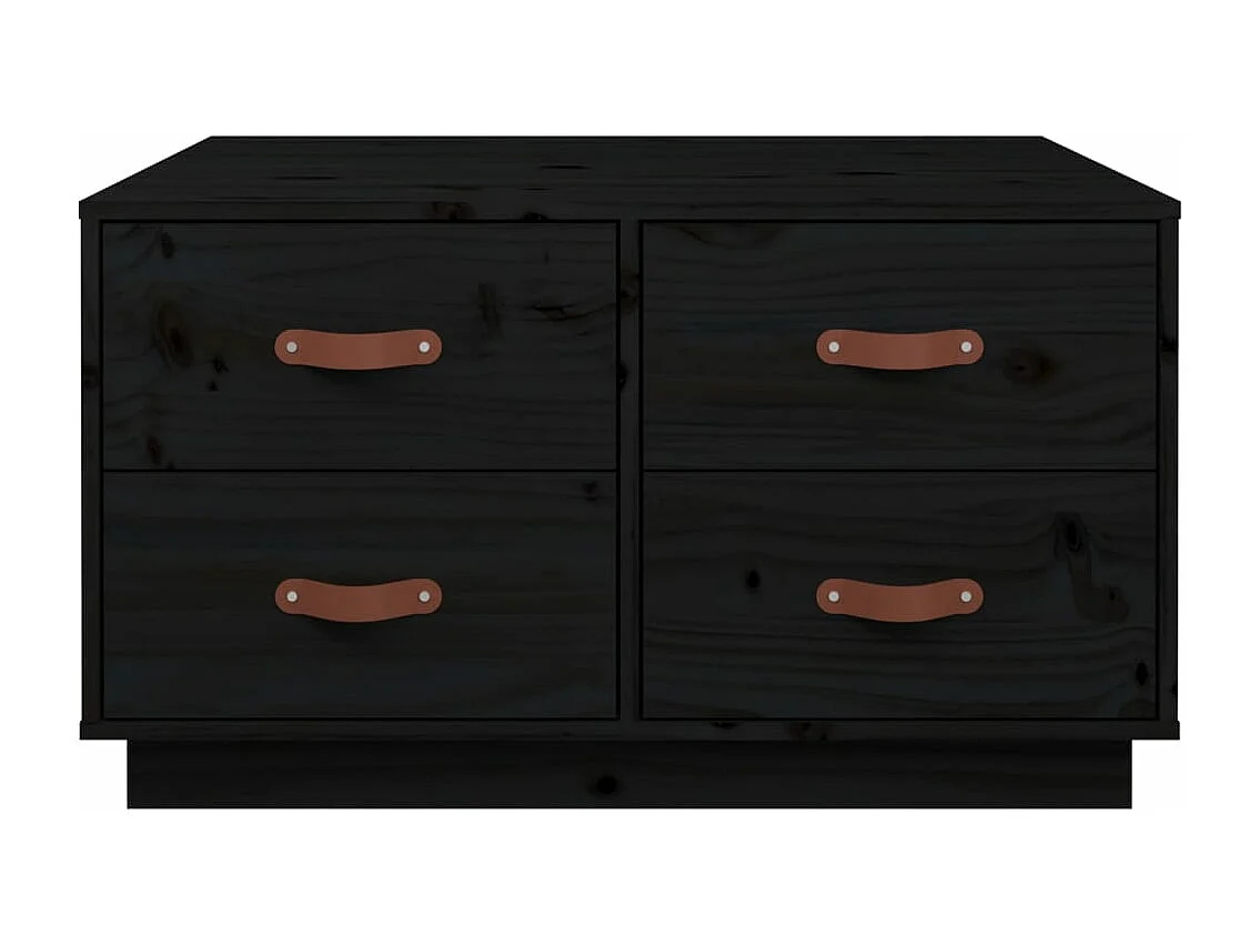 Table basse Noir 80x80x45 cm Bois massif de pin