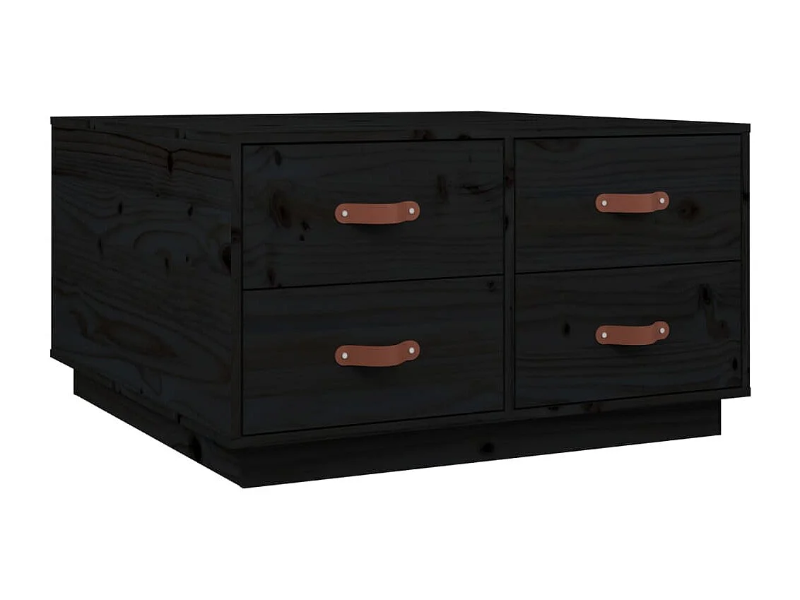 Table basse Noir 80x80x45 cm Bois massif de pin