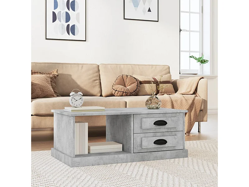 Table basse Gris béton 90x50x35 cm Bois d'ingénierie