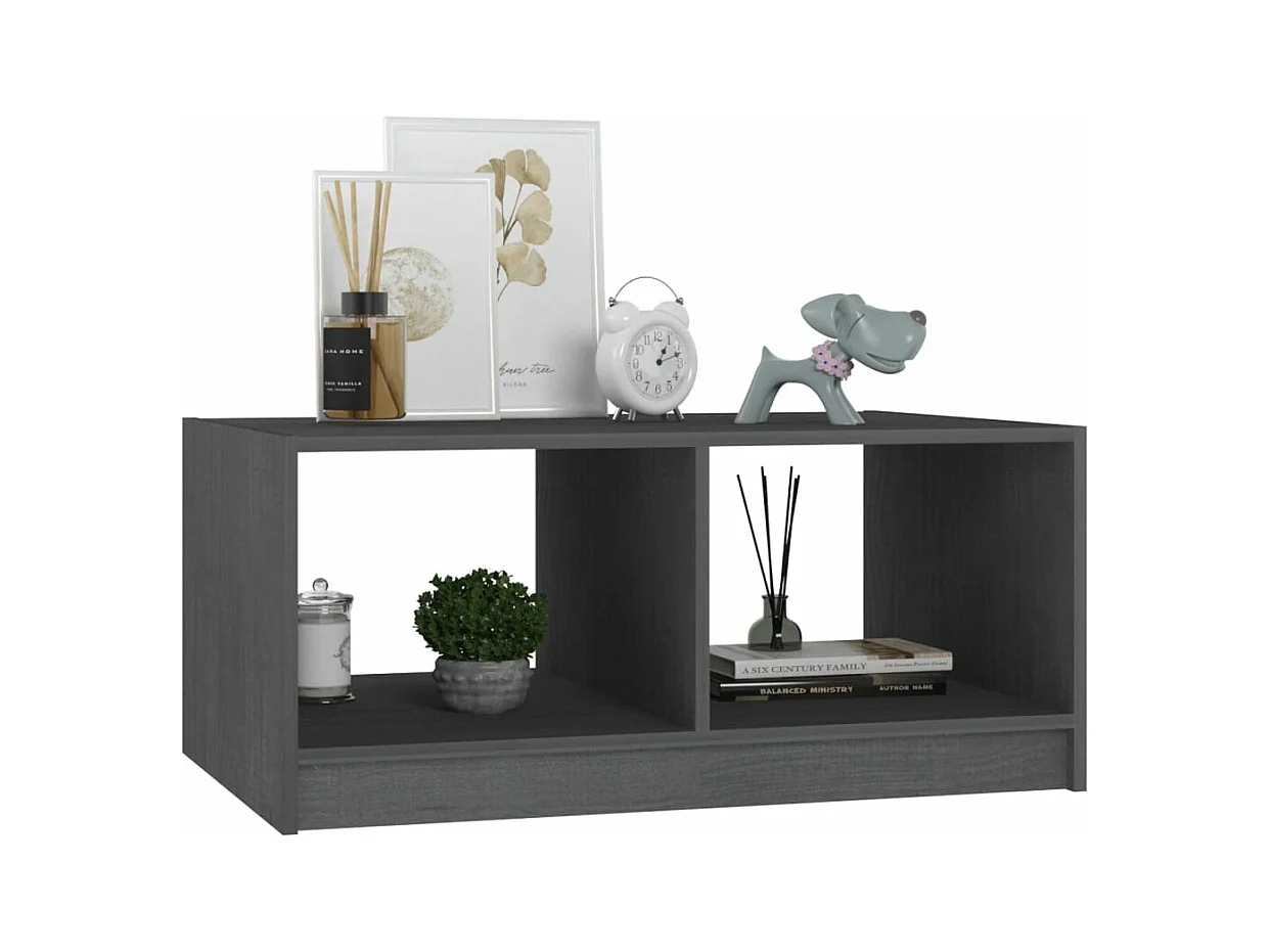 Mesa de centro 75x50x33,5 cm madeira de pinho maciça cinzento