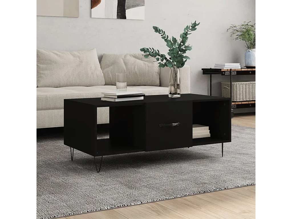 Table basse noir 102x50x40 cm bois d'ingénierie