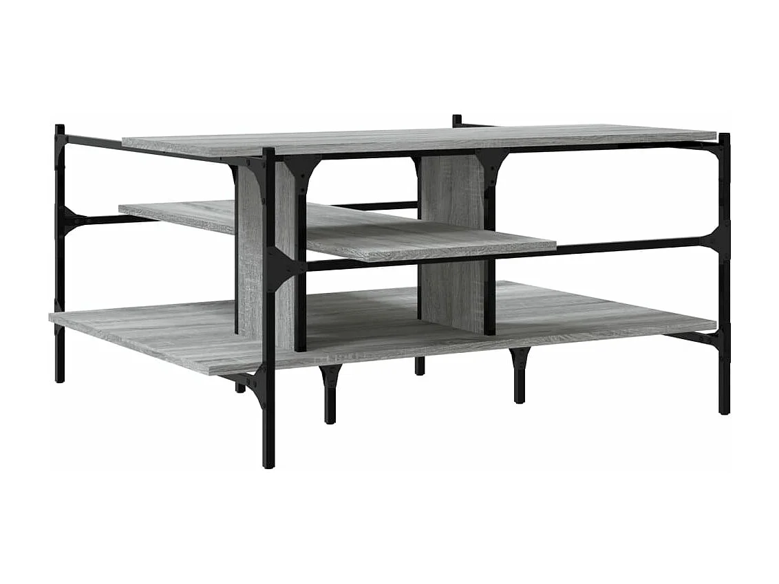 Salontafel 100x100x48,5 cm bewerkt hout grijs sonoma