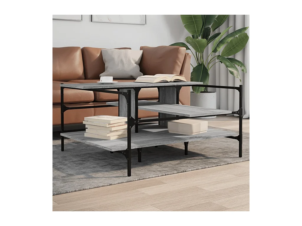 Table basse sonoma gris 100x100x48,5 cm bois d'ingénierie