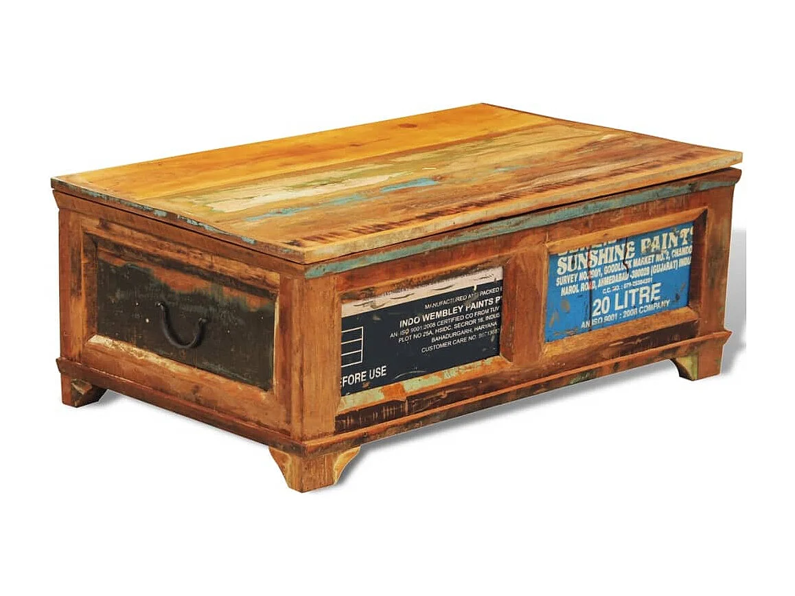 Table basse avec espace de rangement vintage Bois recyclé