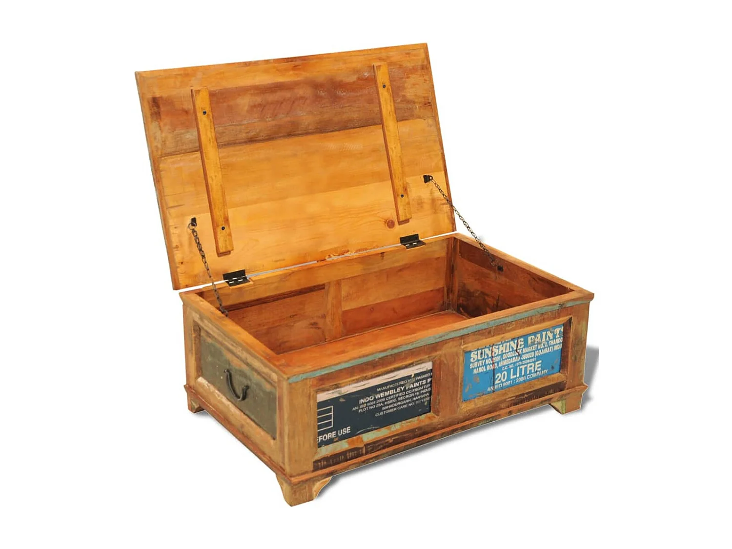 Table basse avec espace de rangement vintage Bois recyclé