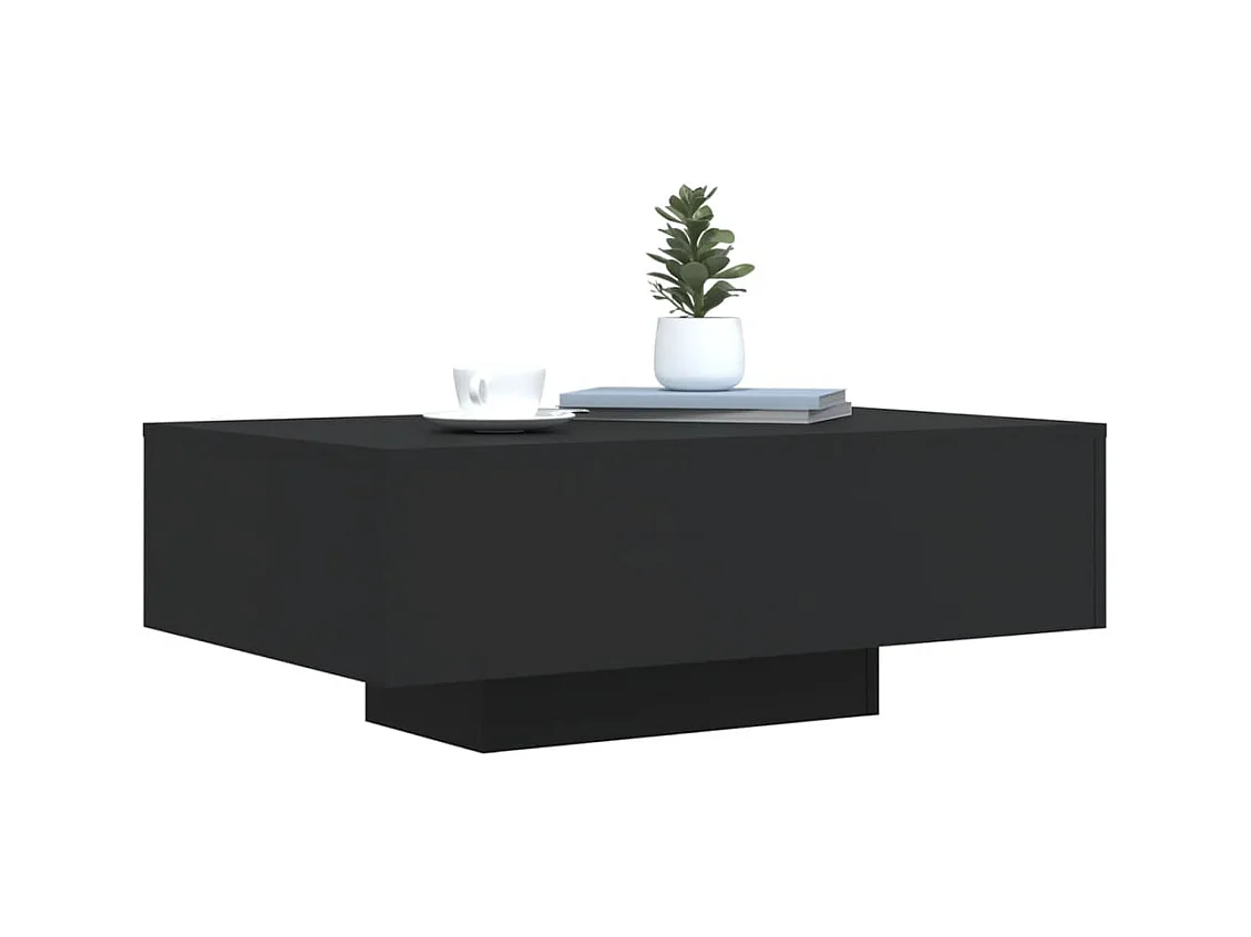 Table basse avec lumières LED noir 85x55x31 cm
