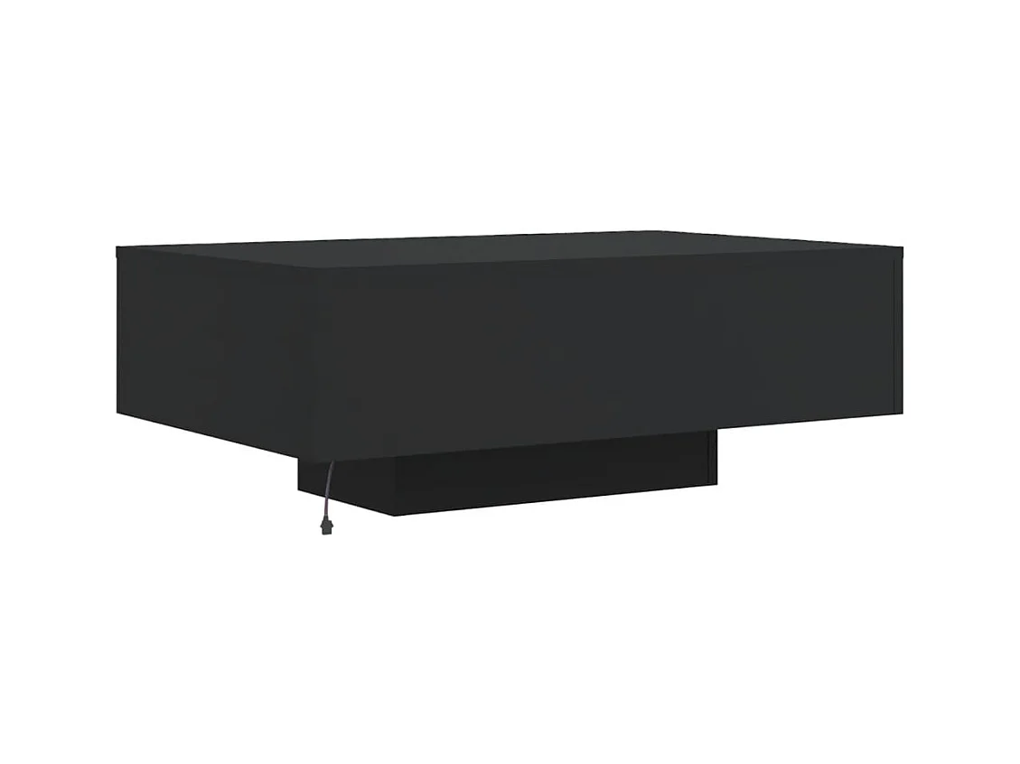 Table basse avec lumières LED noir 85x55x31 cm