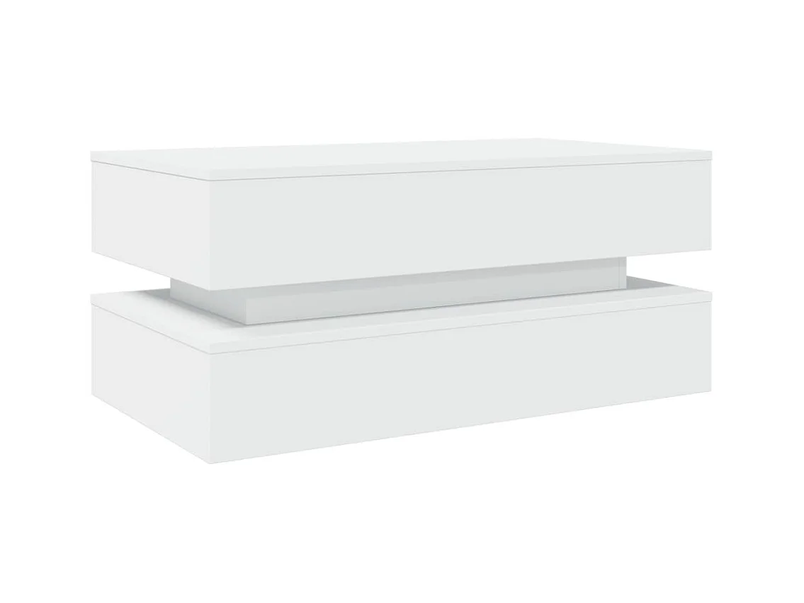 Table basse avec lumières LED blanc 90x50x40 cm
