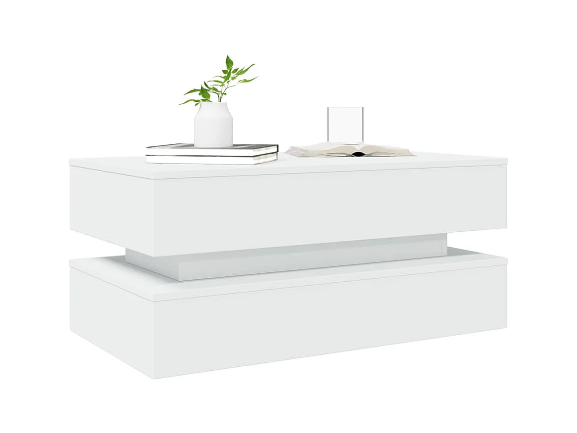 Table basse avec lumières LED blanc 90x50x40 cm