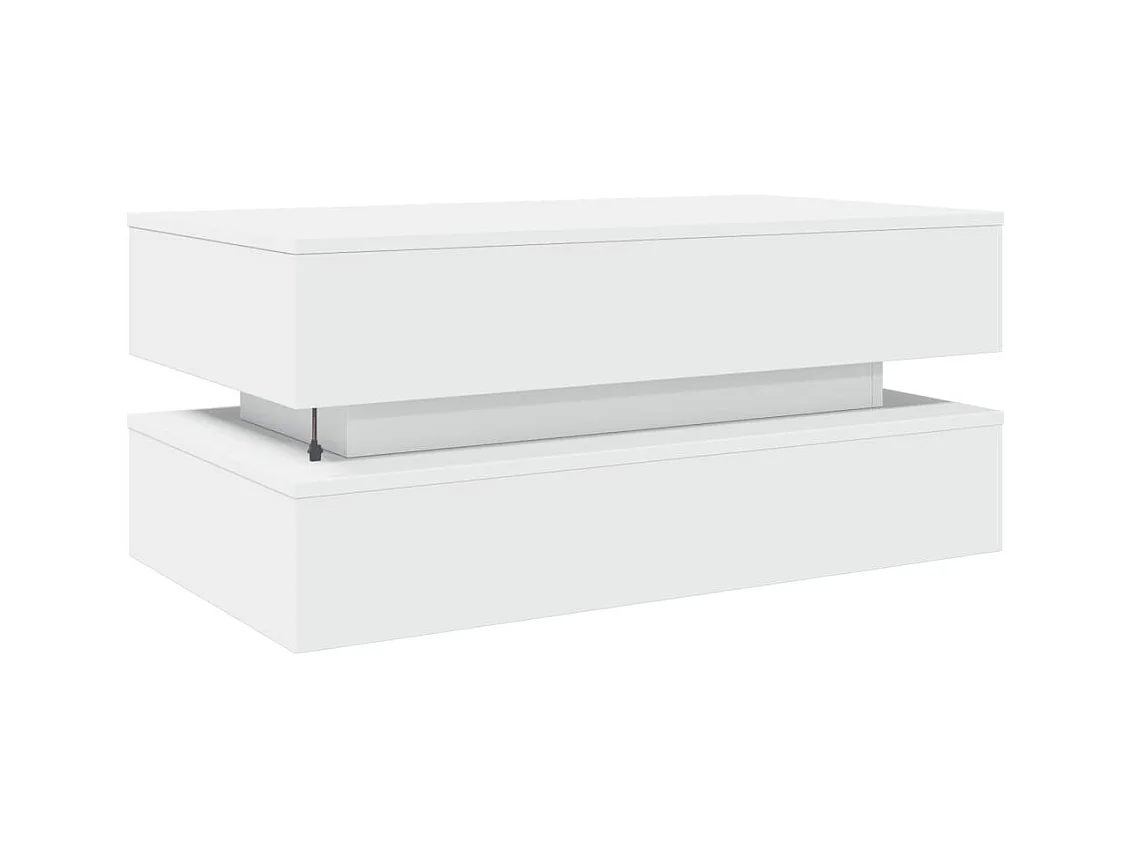 Table basse avec lumières LED blanc 90x50x40 cm