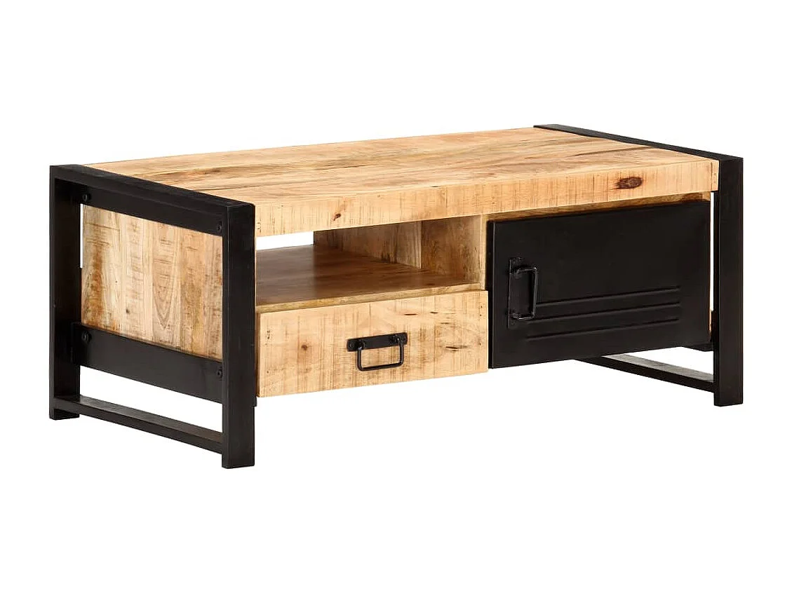 Mesa de centro de madera de mango rugosa 100x50x40 cm