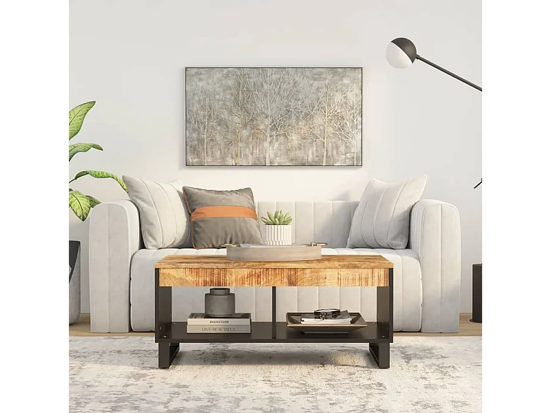 Mesa de centro de madera maciza mango 90x50x40 cm